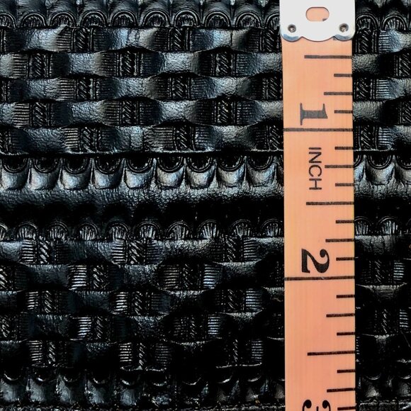 Vintage 80's Wide Black Leather Belt Conchos Beads & Hand-Tooled 24–30.25” - Picture 5 of 14